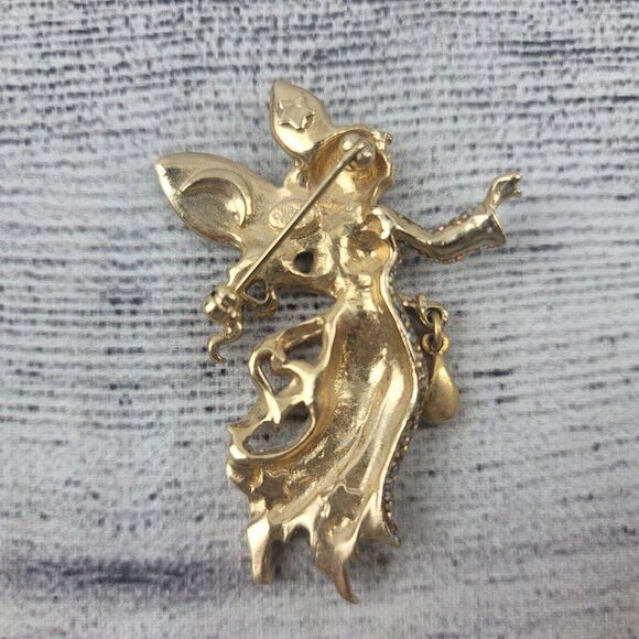 Vintage Kirks Folly Fashion Glitter Enamel Flying Fairy Angel Brooch, Retired - Picture 2 of 3